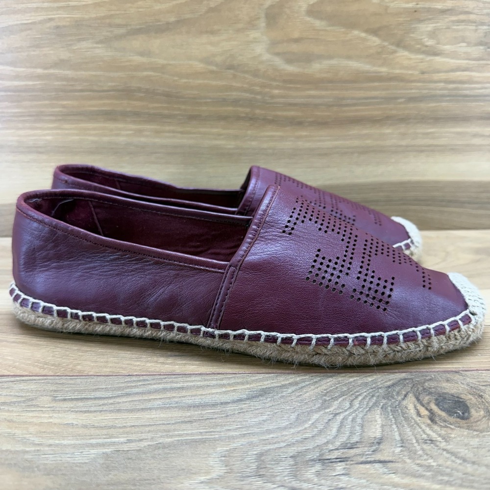 Tory Burch Espadrilles Flats 10 M Agate Red Soft Leather Vacation Resort Summer - Picture 5 of 11